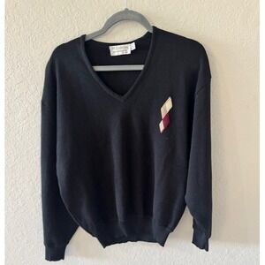 St Croix 100% Wool Sweater M USA Made Desmond's Navy V-Neck Preppy Classic